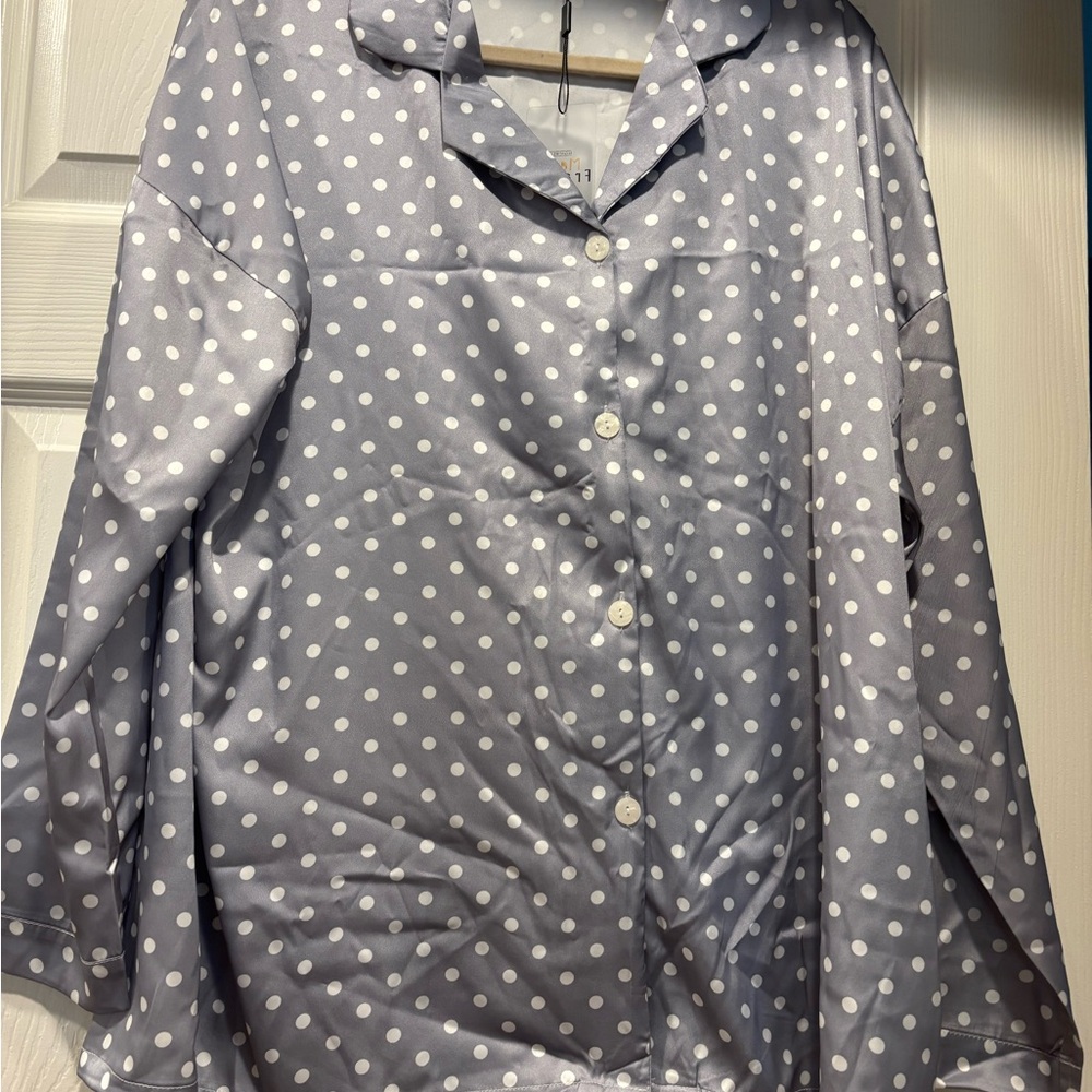 Maripe Gray and White Polka Dot Shirt